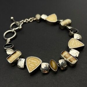 JLR Janice Lee‎ Ripley Sterling Gemstone Bracelet Toggle Clasp Boho Jewelry